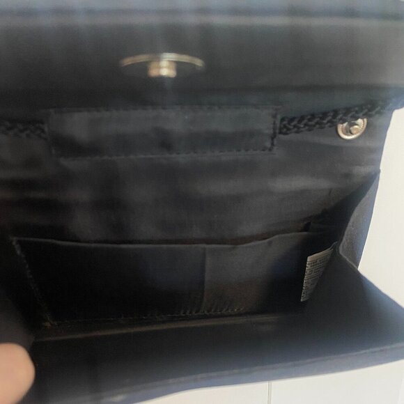 Y2K Black Beaded Satin Clutch Purse Bag - Picture 4 of 6